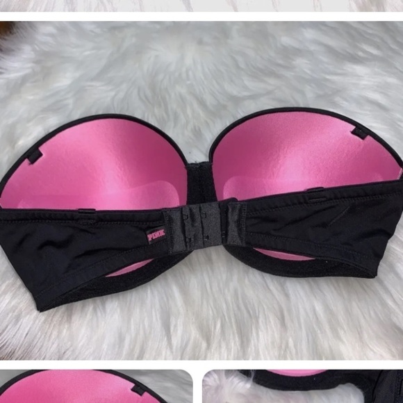 Victorias Secret Pink Bra Wear Everywhere Strapless Multi Way Push Up Black - Picture 2 of 5